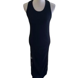 Jean Paul Gaultier Soleil Vintage Black Sleeveless Ribbed Knit Maxi Dress